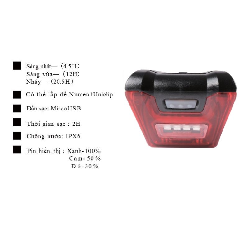 đèn hậu xe đạp giant - numen uniclip tl2